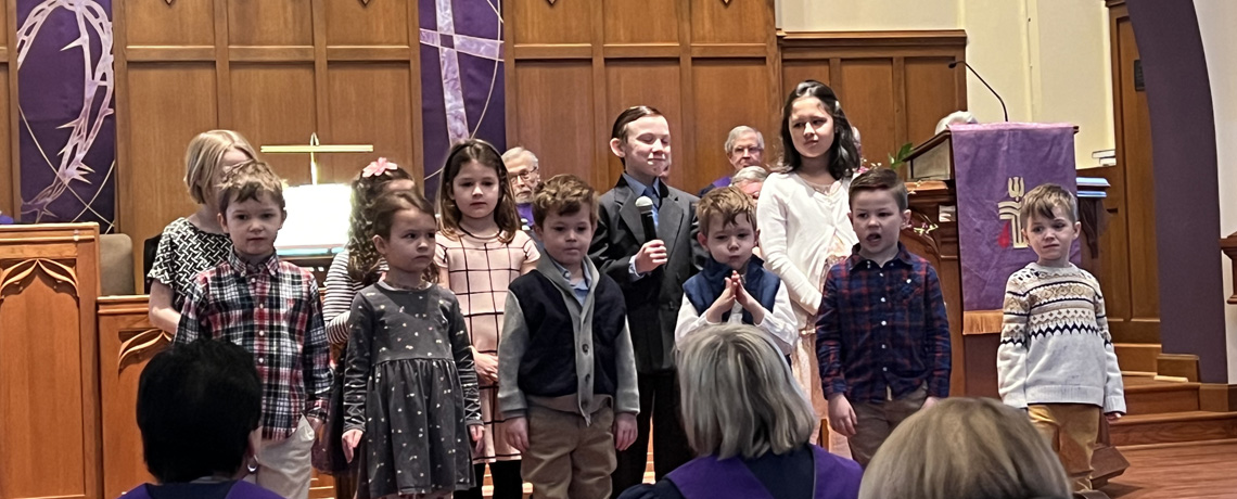 Children Singing in Worship at Riverside Presbyterian Church (USA) in Riverside IL
